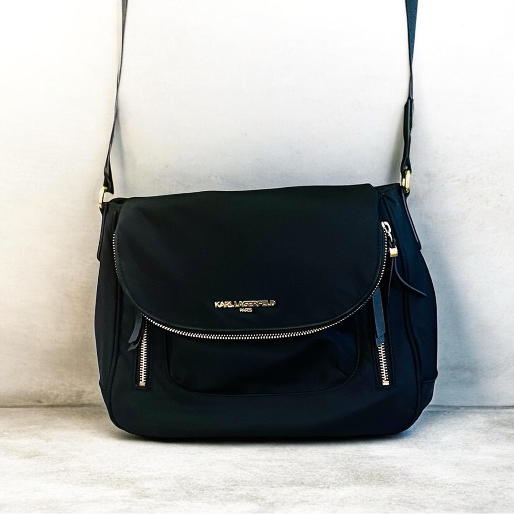 Karl Lagerfeld Black Cara Messenger Bag w/ Gold Details - Picture 7 of 7